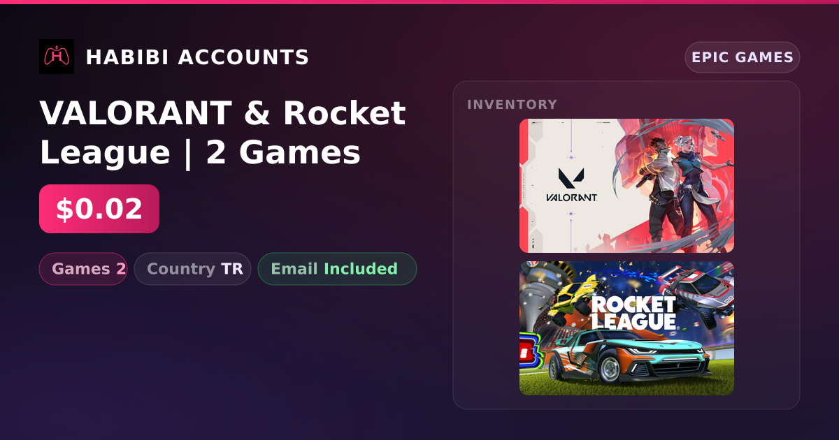 VALORANT & Rocket League | 2 Games — HabibiAccounts