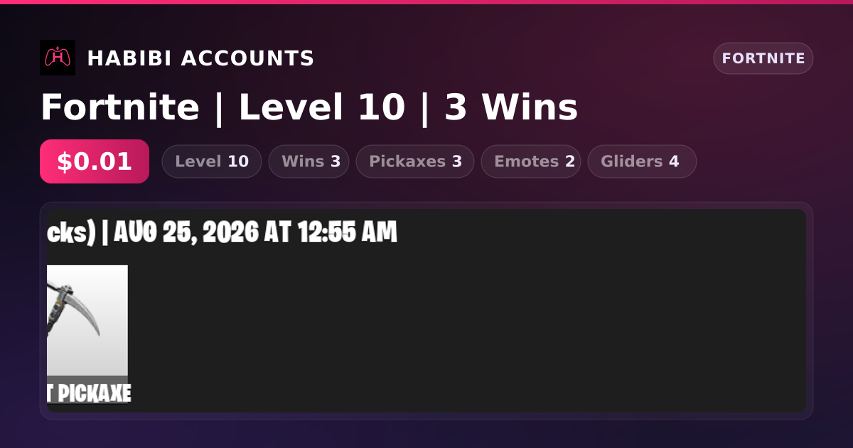 Fortnite | Level 10 | 3 Wins — HabibiAccounts