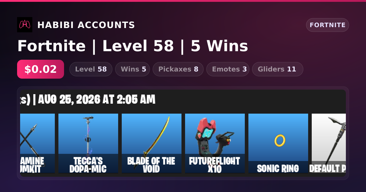 Fortnite | Level 58 | 5 Wins — HabibiAccounts