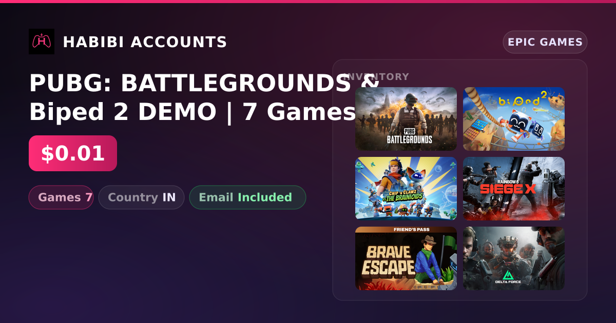 PUBG: BATTLEGROUNDS & Biped 2 DEMO | 7 Games — HabibiAccounts