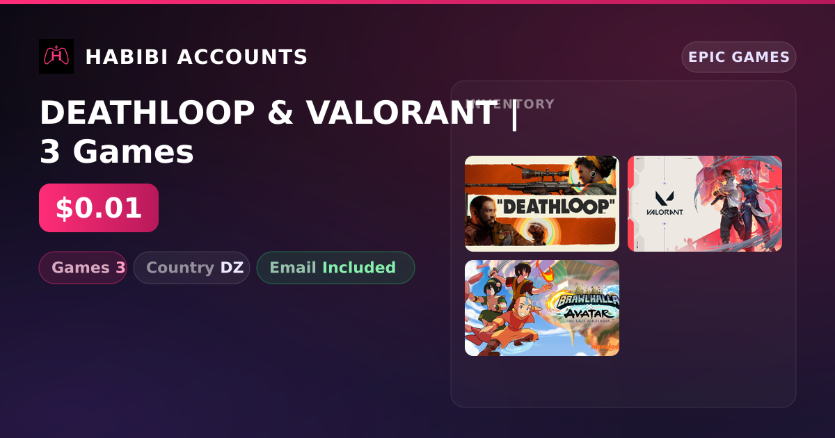 DEATHLOOP & VALORANT | 3 Games — HabibiAccounts