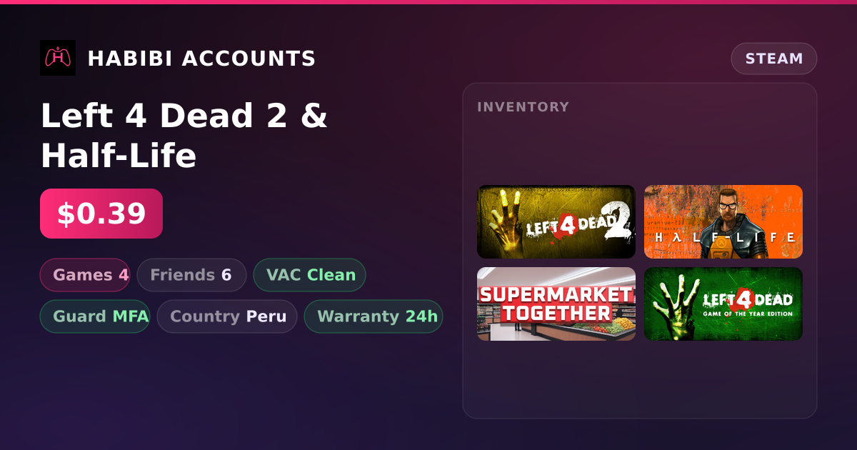 Left 4 Dead 2 & Half-Life — HabibiAccounts