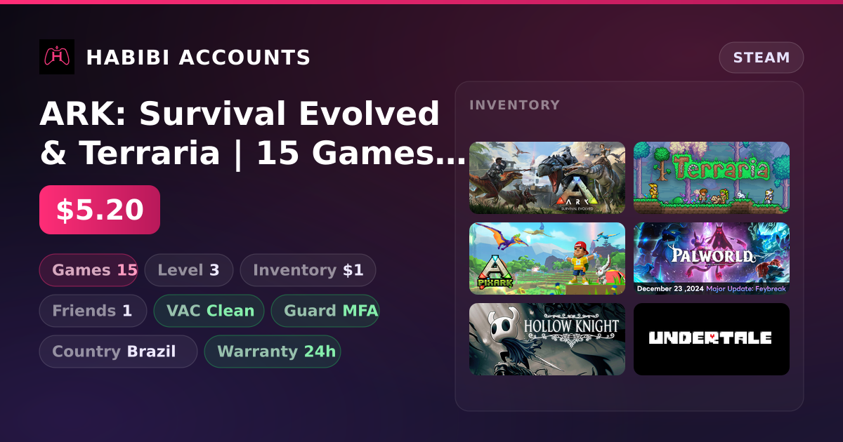ARK: Survival Evolved & Terraria | 15 Games | Clean