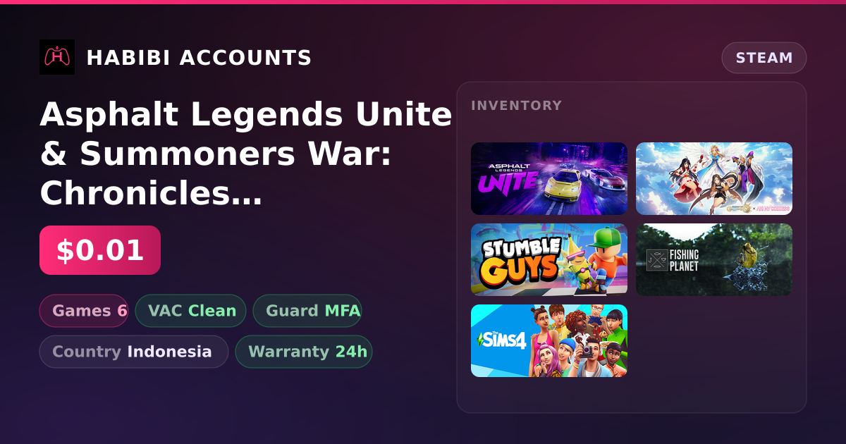 Asphalt Legends Unite & Summoners War: Chronicles | Clean — HabibiAccounts