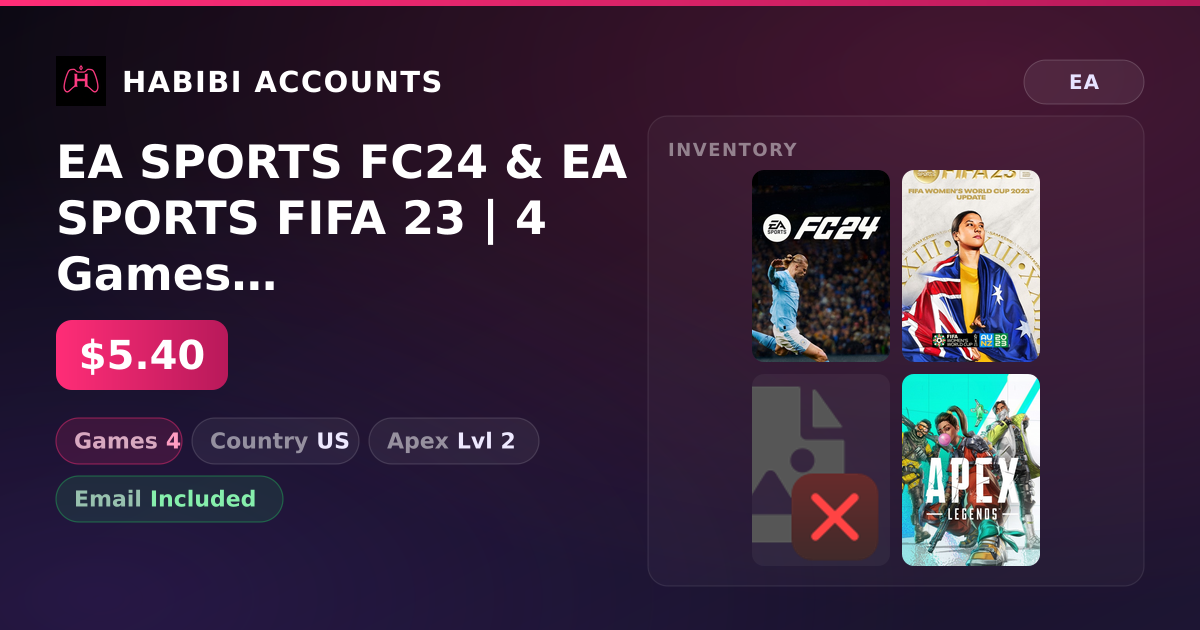 EA SPORTS FC24 & EA SPORTS FIFA 23 | 4 Games | Apex Lvl 2 — HabibiAccounts