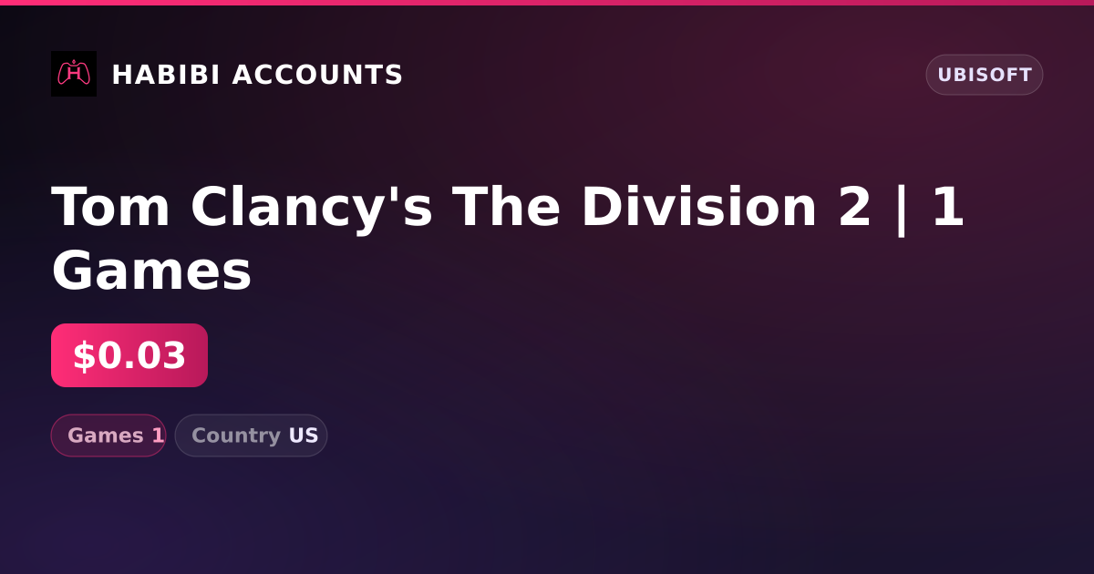 Tom Clancy's The Division 2 | 1 Games — HabibiAccounts