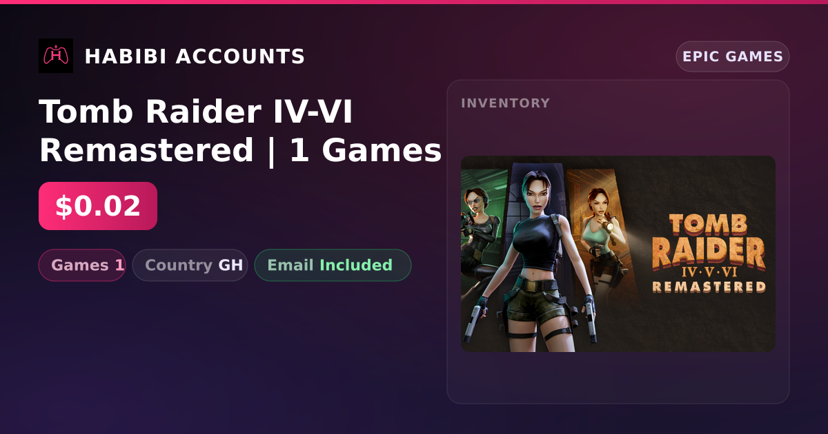 Tomb Raider IV-VI Remastered | 1 Games — HabibiAccounts