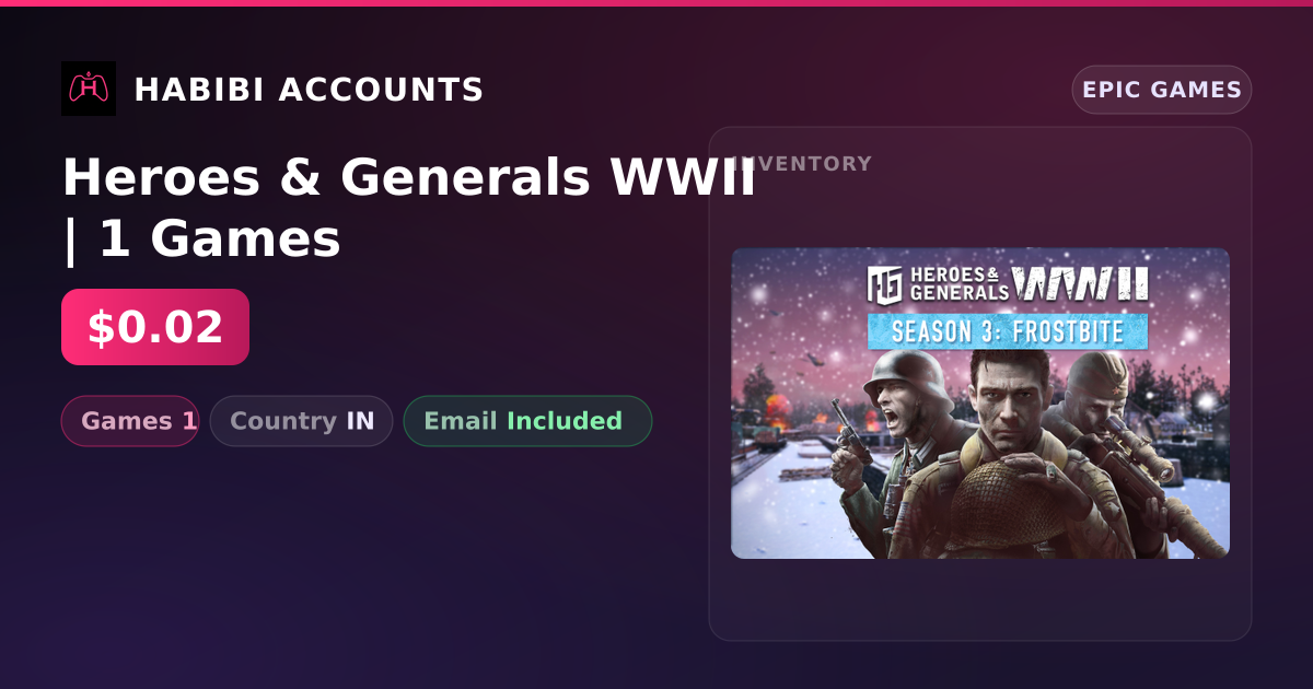 Heroes & Generals WWII | 1 Games — HabibiAccounts