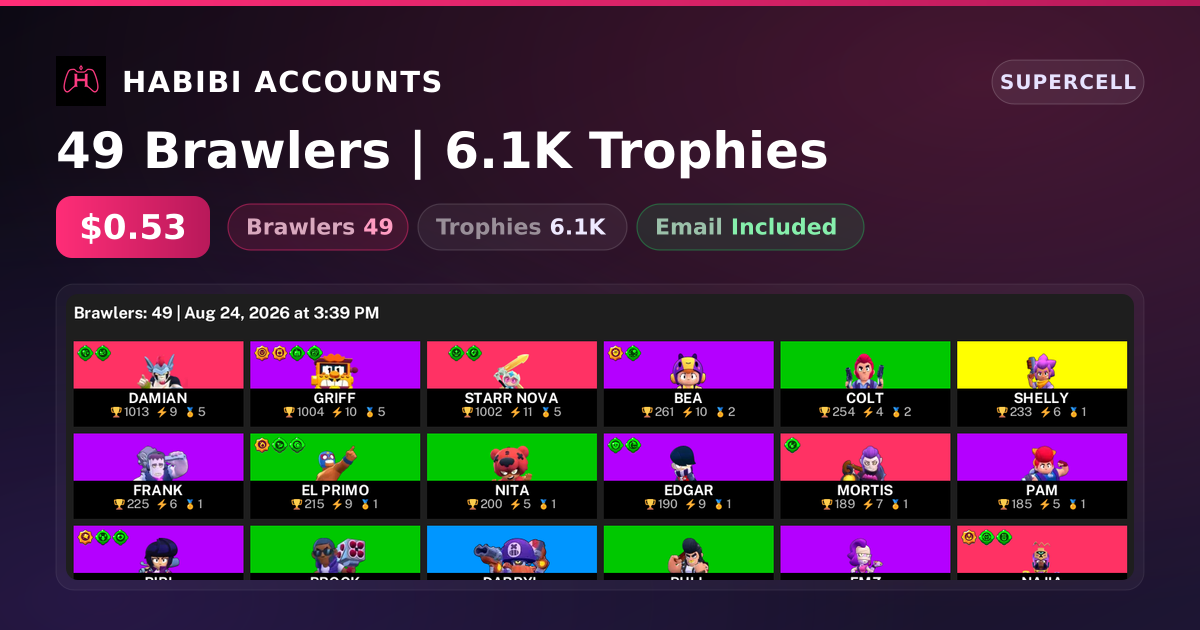 49 Brawlers | 6.1K Trophies — HabibiAccounts