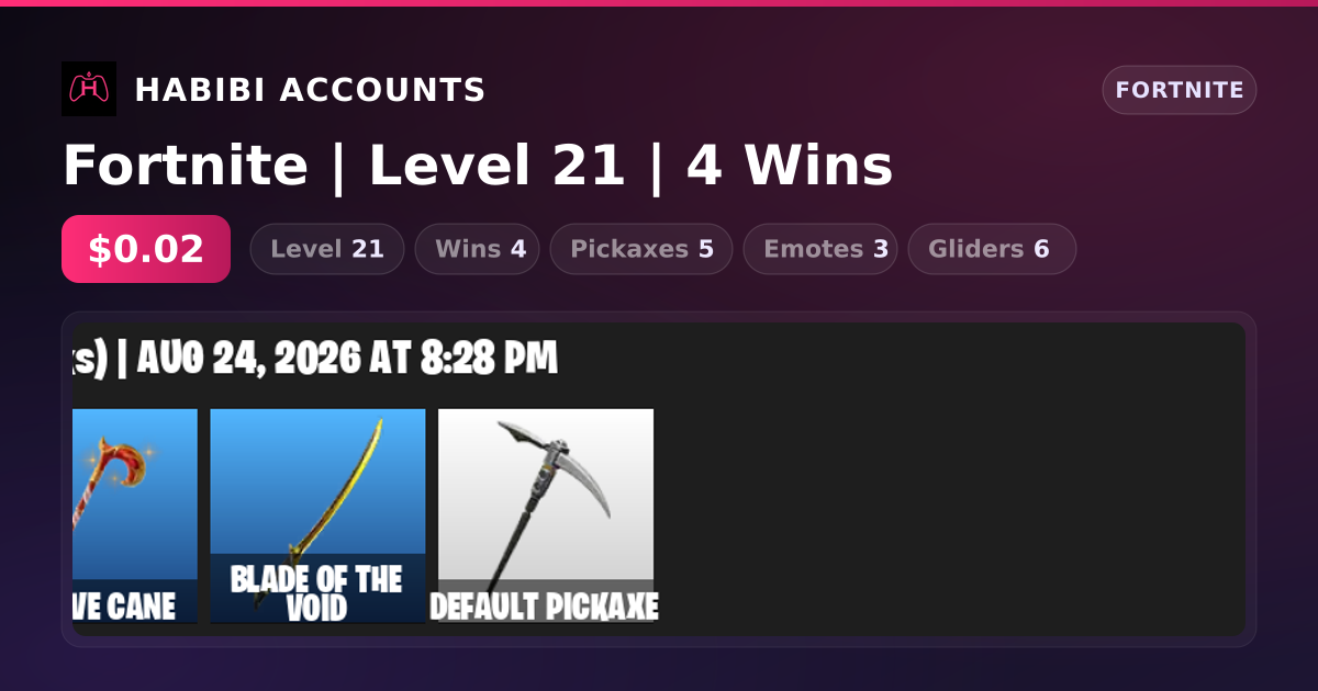 Fortnite | Level 21 | 4 Wins — HabibiAccounts