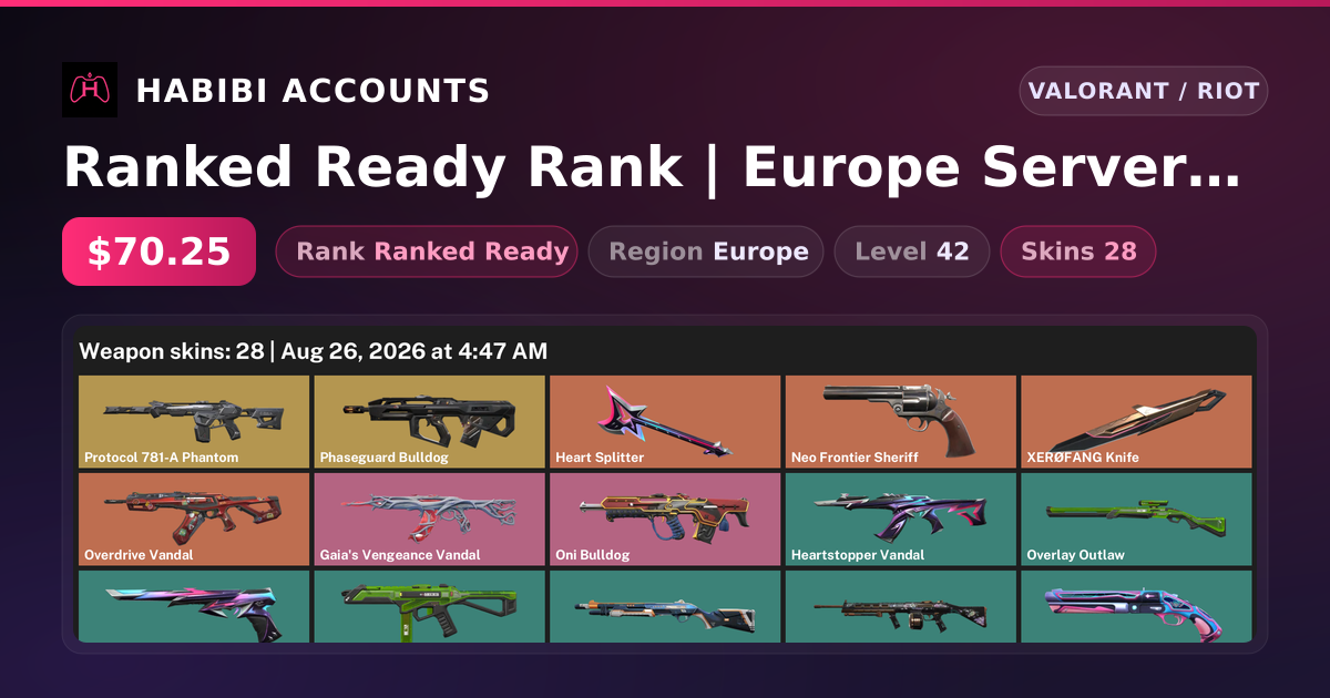 Ranked Ready Rank | Europe Server | 28 Skins | 2 Knives | Level 42 — HabibiAccounts