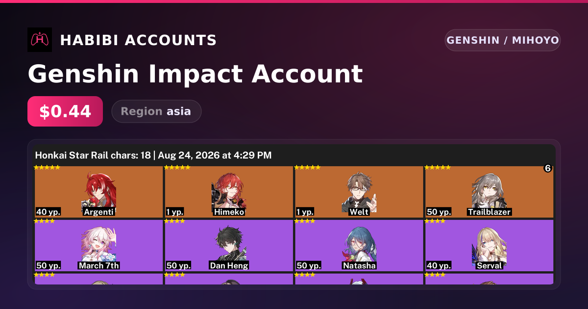 Genshin Impact Account — HabibiAccounts