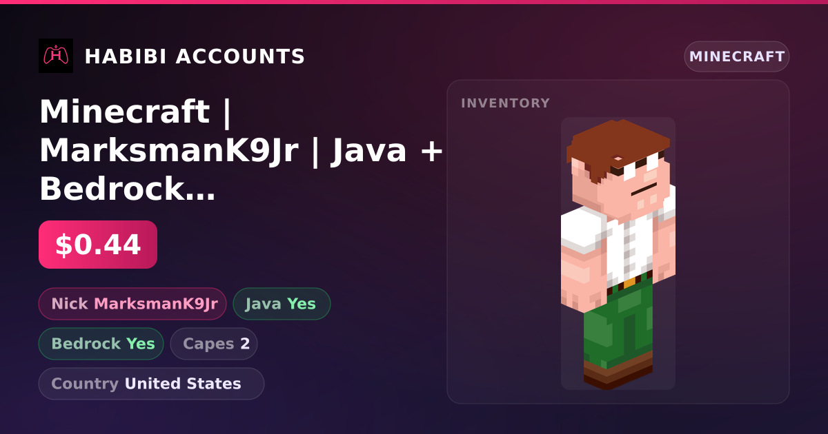 Minecraft | MarksmanK9Jr | Java + Bedrock | 2 Capes — HabibiAccounts
