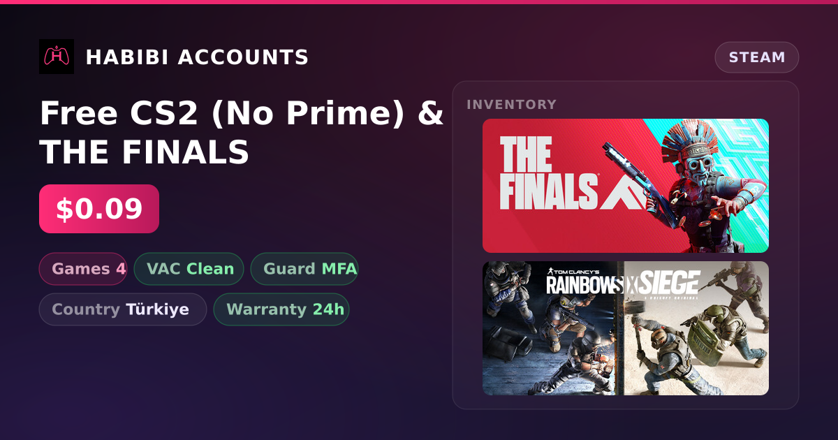 Free CS2 (No Prime) & THE FINALS — HabibiAccounts