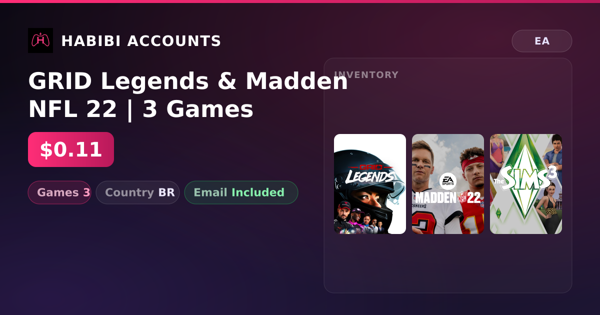 GRID Legends & Madden NFL 22 | 3 Games — HabibiAccounts