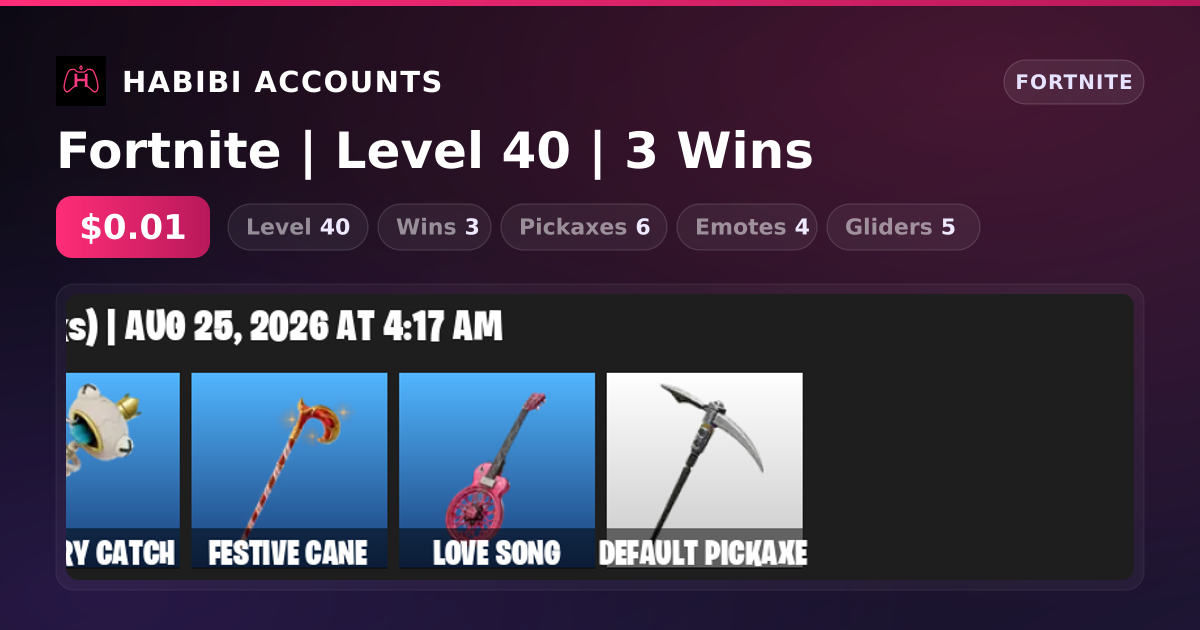 Fortnite | Level 40 | 3 Wins — HabibiAccounts