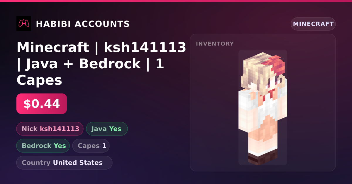 Minecraft | ksh141113 | Java + Bedrock | 1 Capes — HabibiAccounts