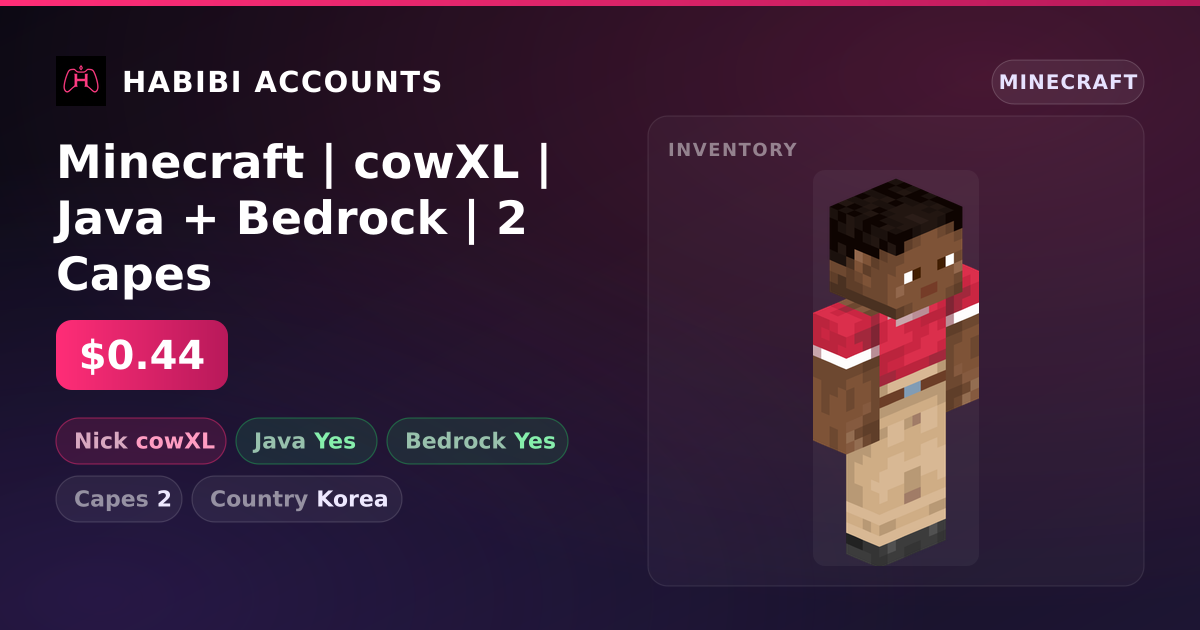 Minecraft | cowXL | Java + Bedrock | 2 Capes — HabibiAccounts