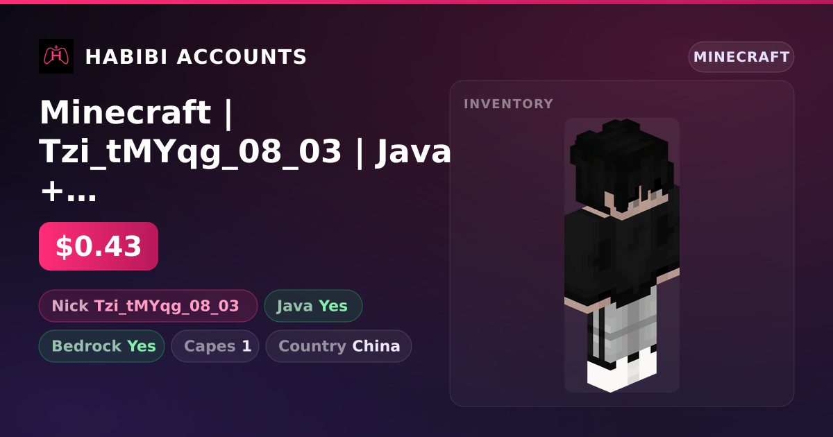 Minecraft | Tzi_tMYqg_08_03 | Java + Bedrock | 1 Capes — HabibiAccounts