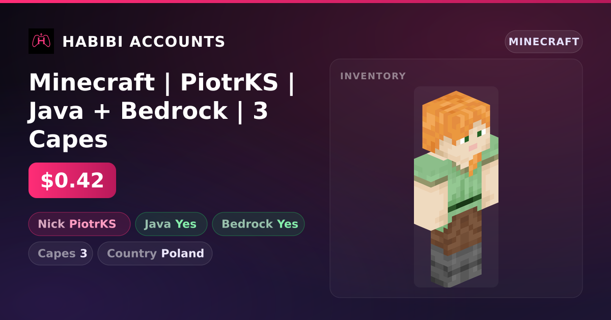 Minecraft | PiotrKS | Java + Bedrock | 3 Capes — HabibiAccounts