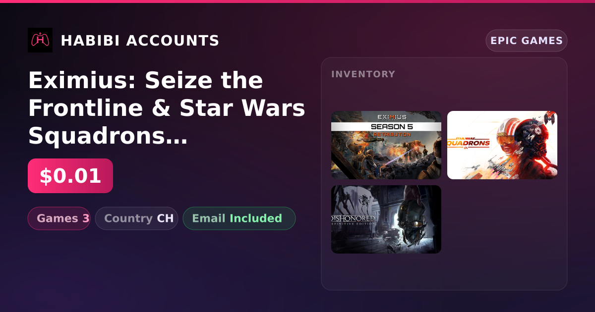 Eximius: Seize the Frontline & Star Wars Squadrons | 3 Games — HabibiAccounts