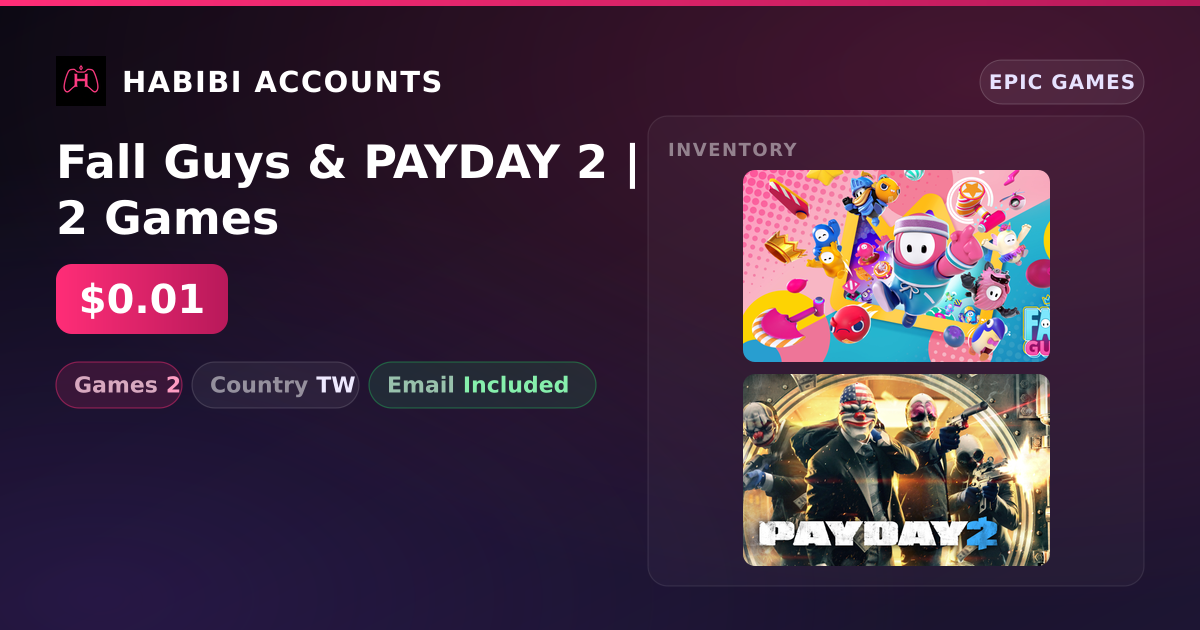 Fall Guys & PAYDAY 2 | 2 Games — HabibiAccounts