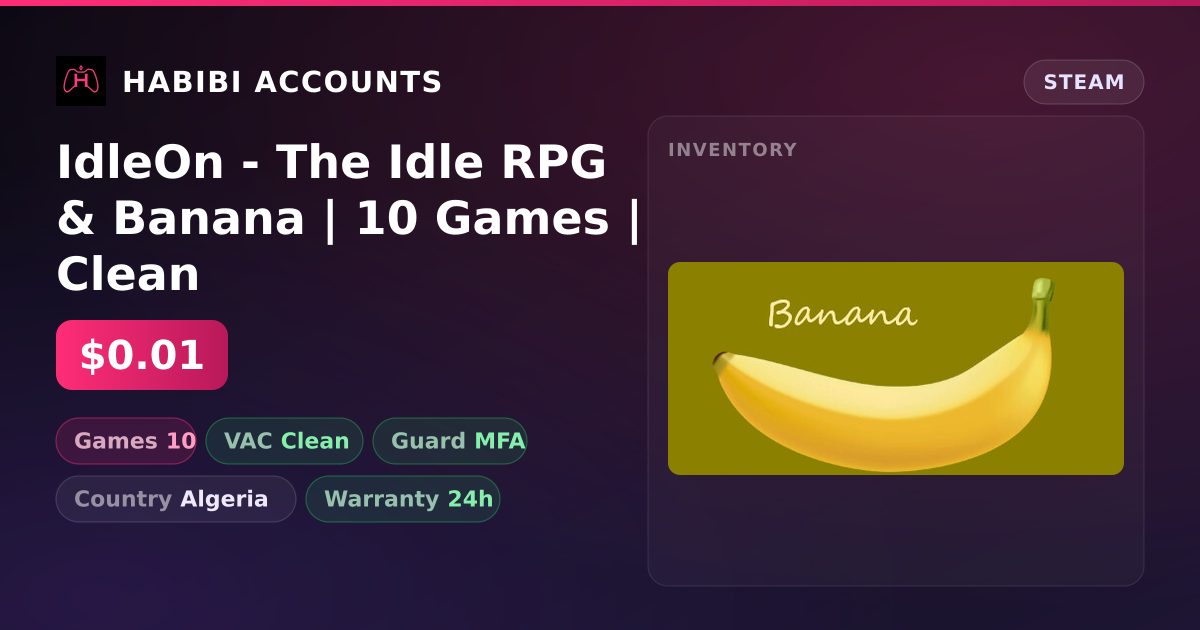 IdleOn - The Idle RPG & Banana | 10 Games | Clean — HabibiAccounts