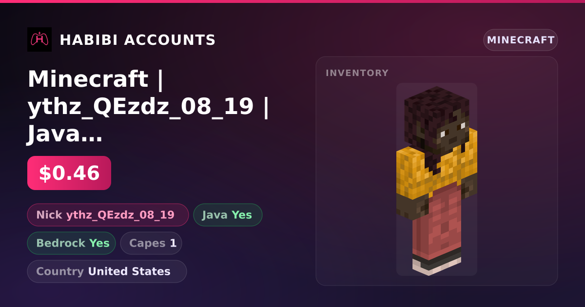 Minecraft | ythz_QEzdz_08_19 | Java + Bedrock | 1 Capes — HabibiAccounts