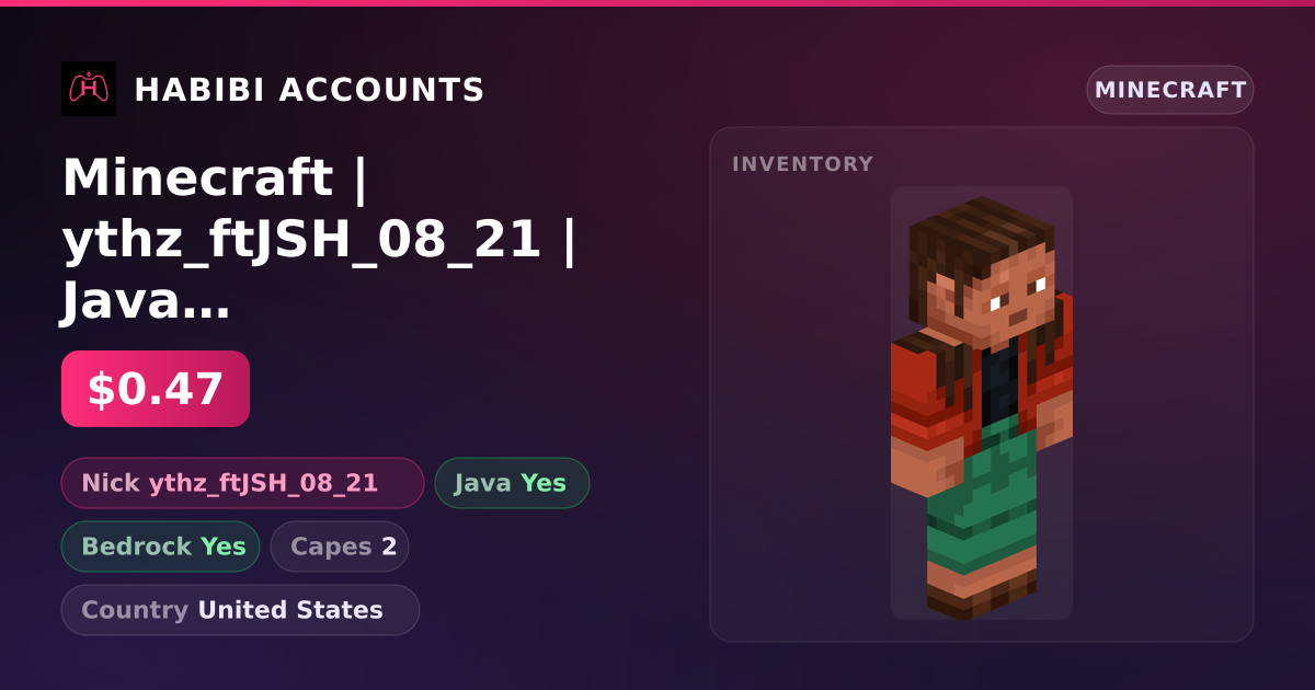 Minecraft | ythz_ftJSH_08_21 | Java + Bedrock | 2 Capes — HabibiAccounts