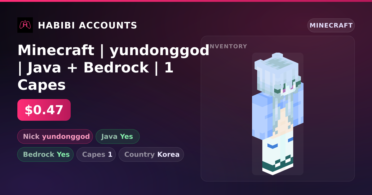 Minecraft | yundonggod | Java + Bedrock | 1 Capes — HabibiAccounts
