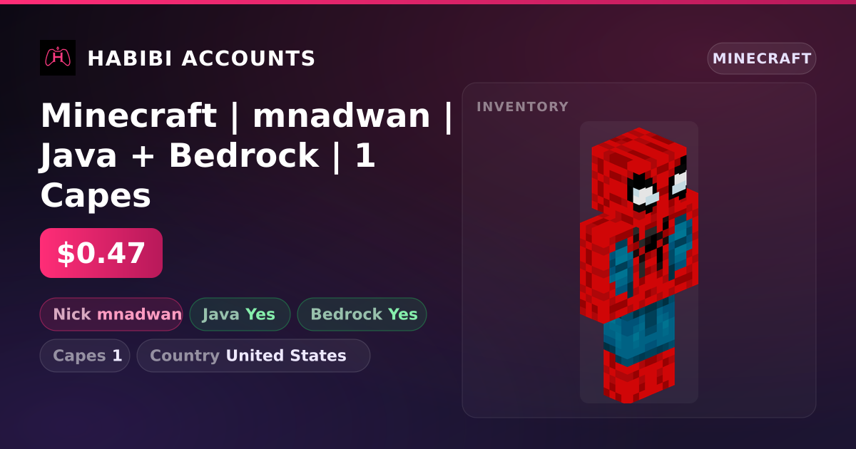 Minecraft | mnadwan | Java + Bedrock | 1 Capes — HabibiAccounts