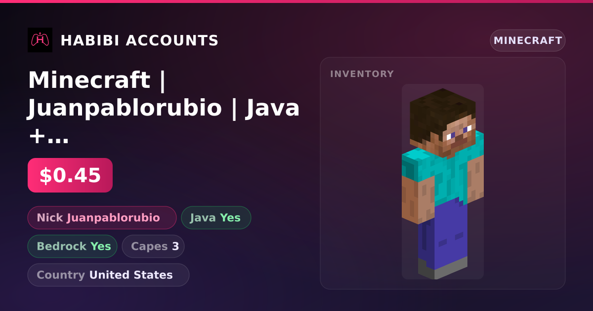 Minecraft | Juanpablorubio | Java + Bedrock | 3 Capes — HabibiAccounts