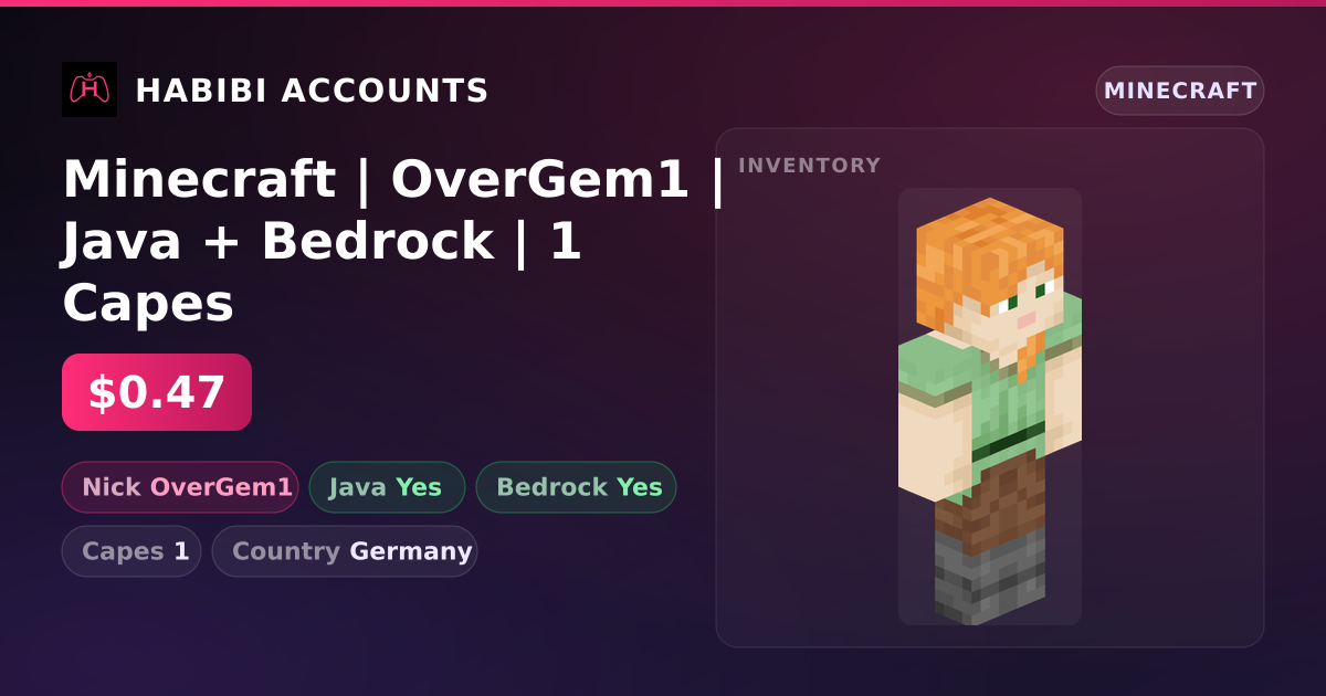 Minecraft | OverGem1 | Java + Bedrock | 1 Capes — HabibiAccounts