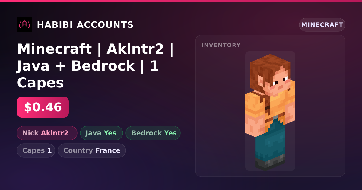Minecraft | Aklntr2 | Java + Bedrock | 1 Capes — HabibiAccounts