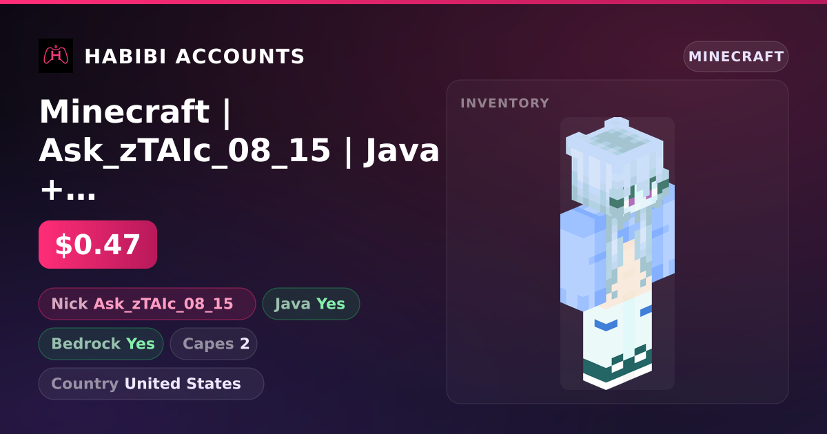 Minecraft | Ask_zTAIc_08_15 | Java + Bedrock | 2 Capes — HabibiAccounts