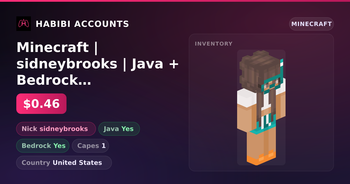 Minecraft | sidneybrooks | Java + Bedrock | 1 Capes — HabibiAccounts