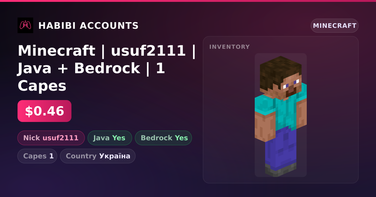 Minecraft | usuf2111 | Java + Bedrock | 1 Capes — HabibiAccounts
