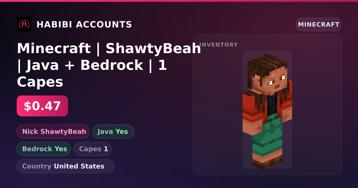 Minecraft | ShawtyBeah | Java + Bedrock | 1 Capes — HabibiAccounts