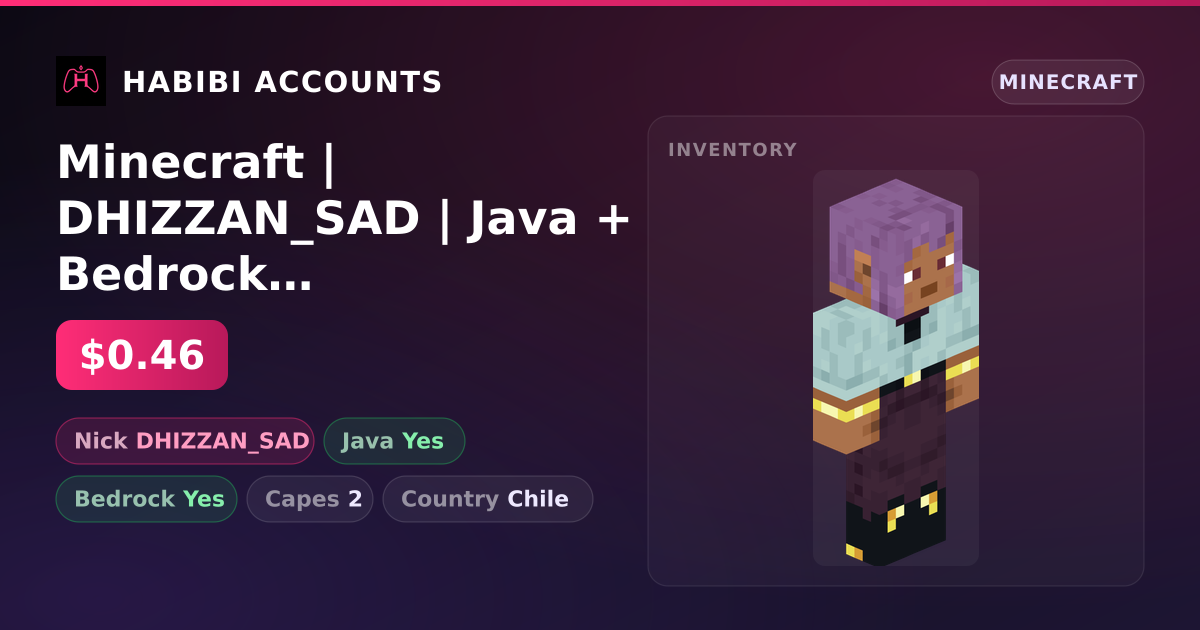 Minecraft | DHIZZAN_SAD | Java + Bedrock | 2 Capes — HabibiAccounts