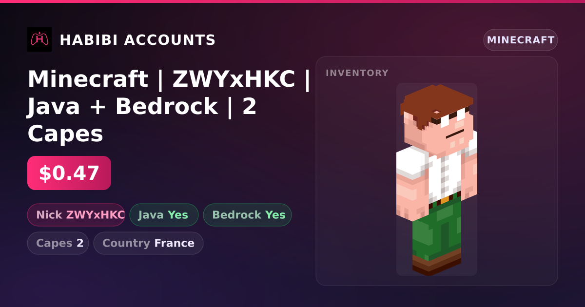Minecraft | ZWYxHKC | Java + Bedrock | 2 Capes — HabibiAccounts