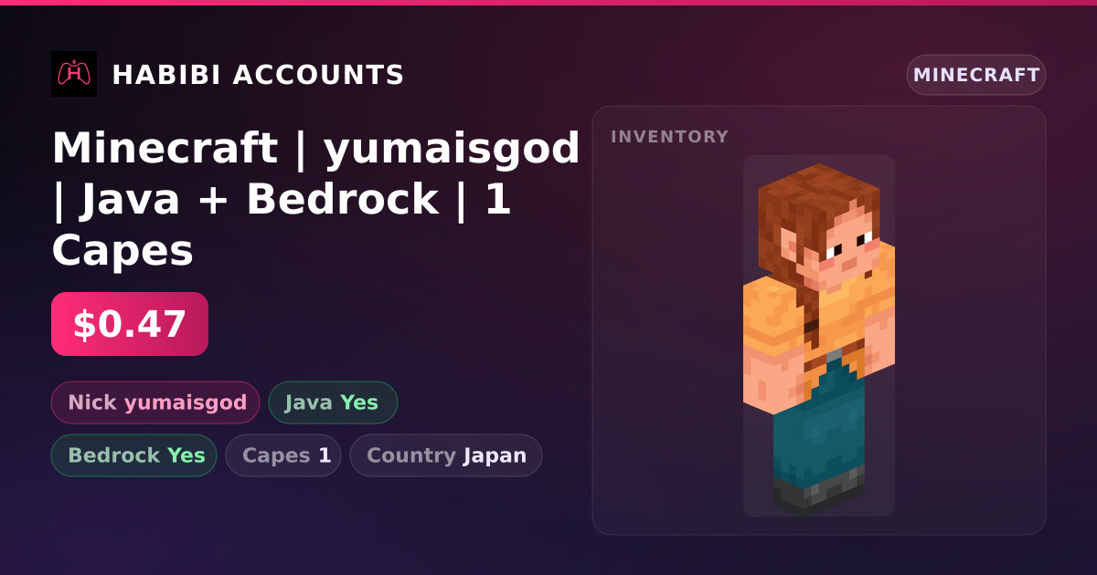Minecraft | yumaisgod | Java + Bedrock | 1 Capes — HabibiAccounts