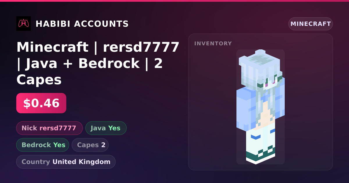 Minecraft | rersd7777 | Java + Bedrock | 2 Capes — HabibiAccounts
