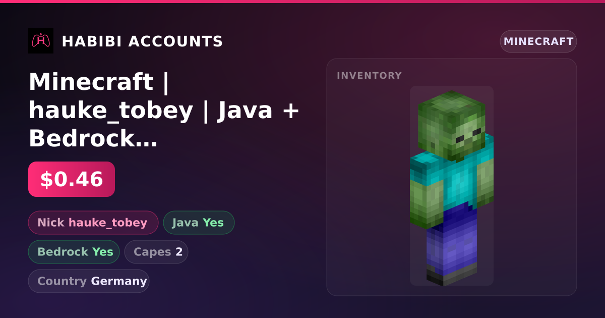 Minecraft | hauke_tobey | Java + Bedrock | 2 Capes — HabibiAccounts