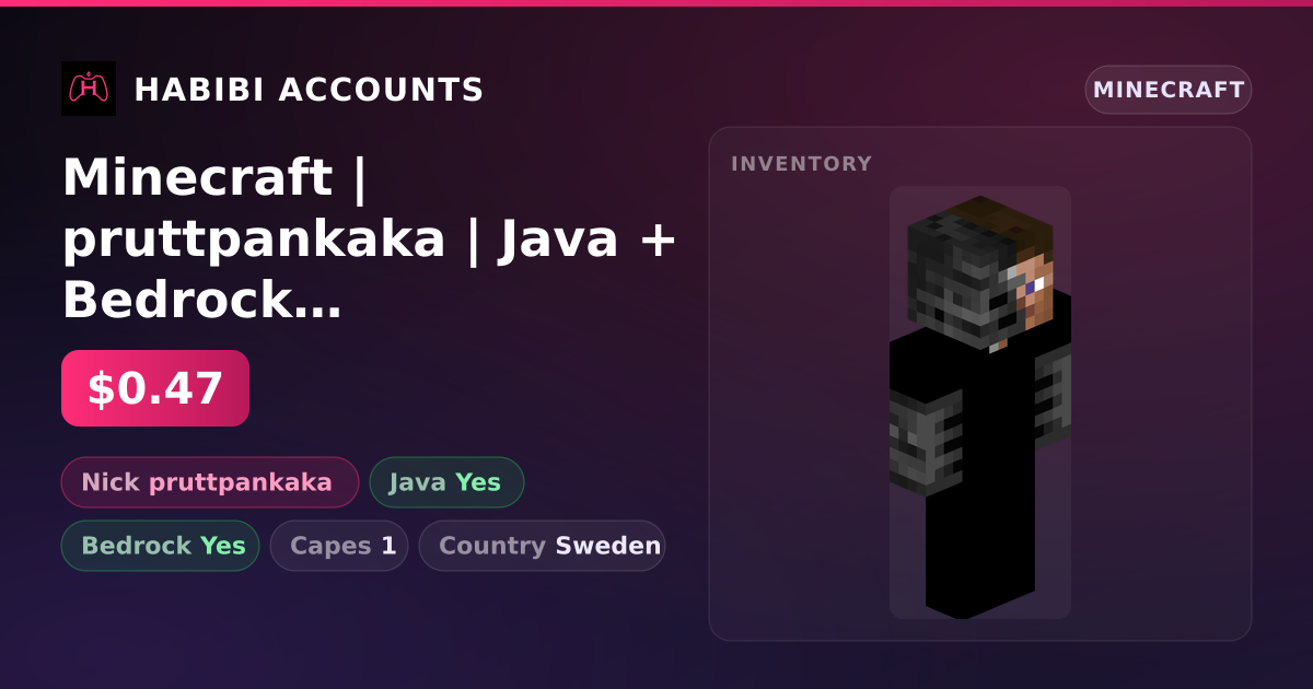 Minecraft | pruttpankaka | Java + Bedrock | 1 Capes — HabibiAccounts