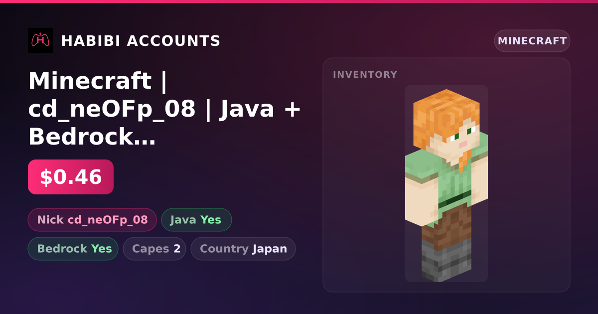 Minecraft | cd_neOFp_08 | Java + Bedrock | 2 Capes — HabibiAccounts