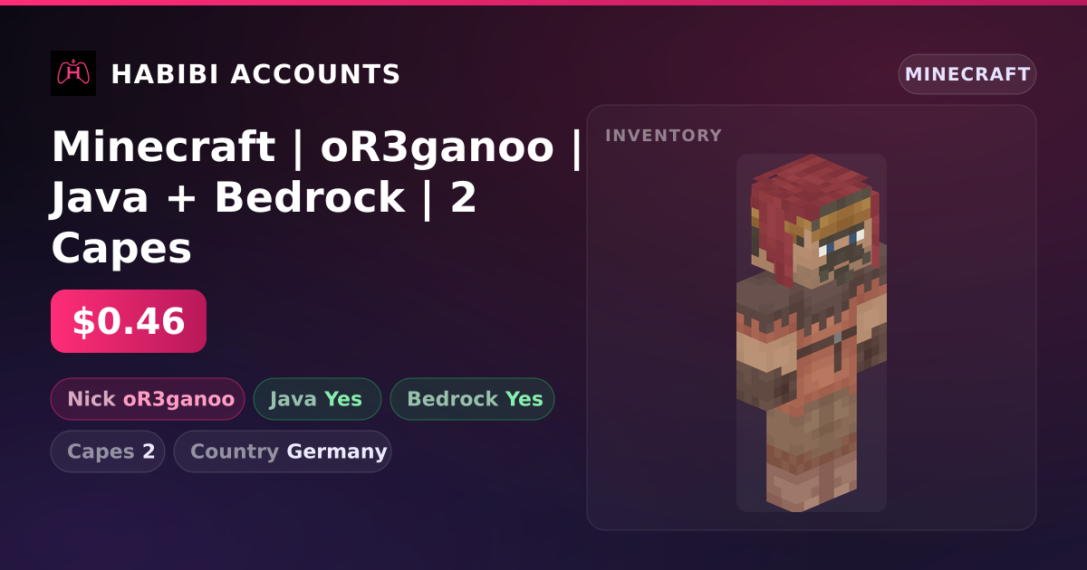 Minecraft | oR3ganoo | Java + Bedrock | 2 Capes — HabibiAccounts