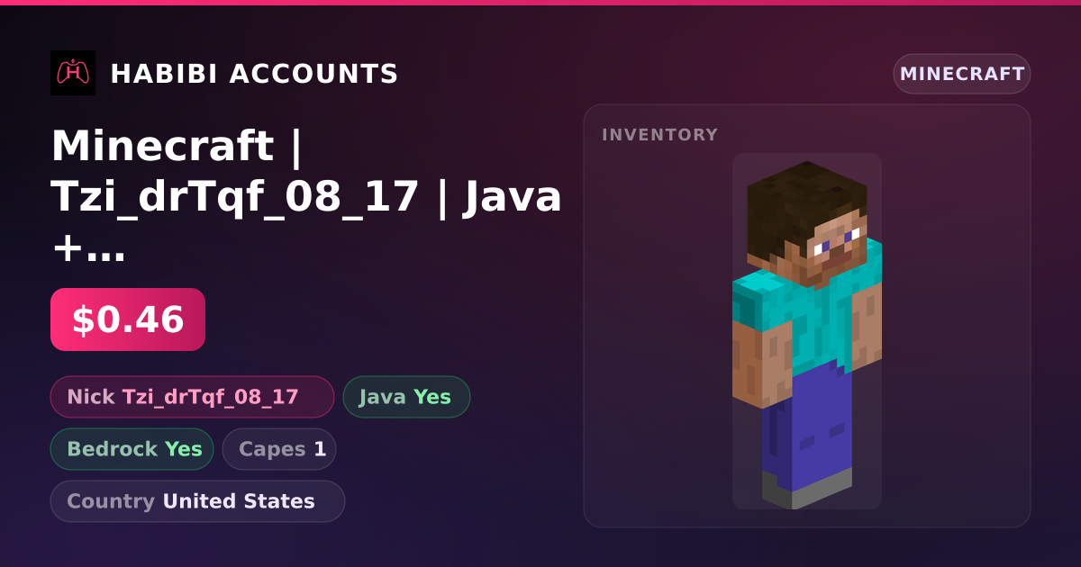 Minecraft | Tzi_drTqf_08_17 | Java + Bedrock | 1 Capes — HabibiAccounts