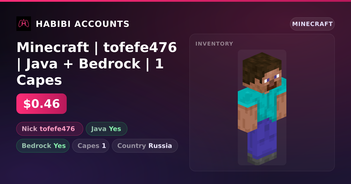 Minecraft | tofefe476 | Java + Bedrock | 1 Capes — HabibiAccounts