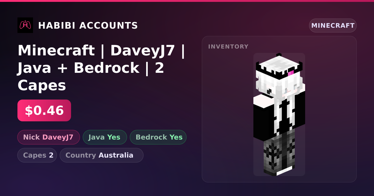Minecraft | DaveyJ7 | Java + Bedrock | 2 Capes — HabibiAccounts