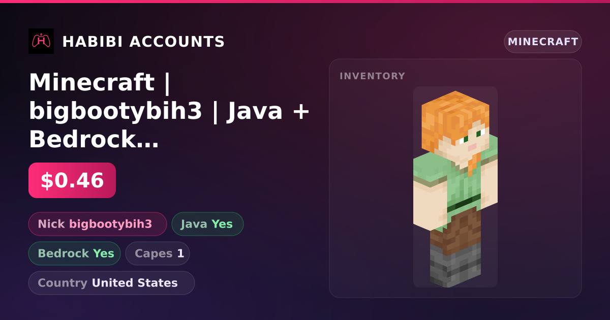 Minecraft | bigbootybih3 | Java + Bedrock | 1 Capes — HabibiAccounts